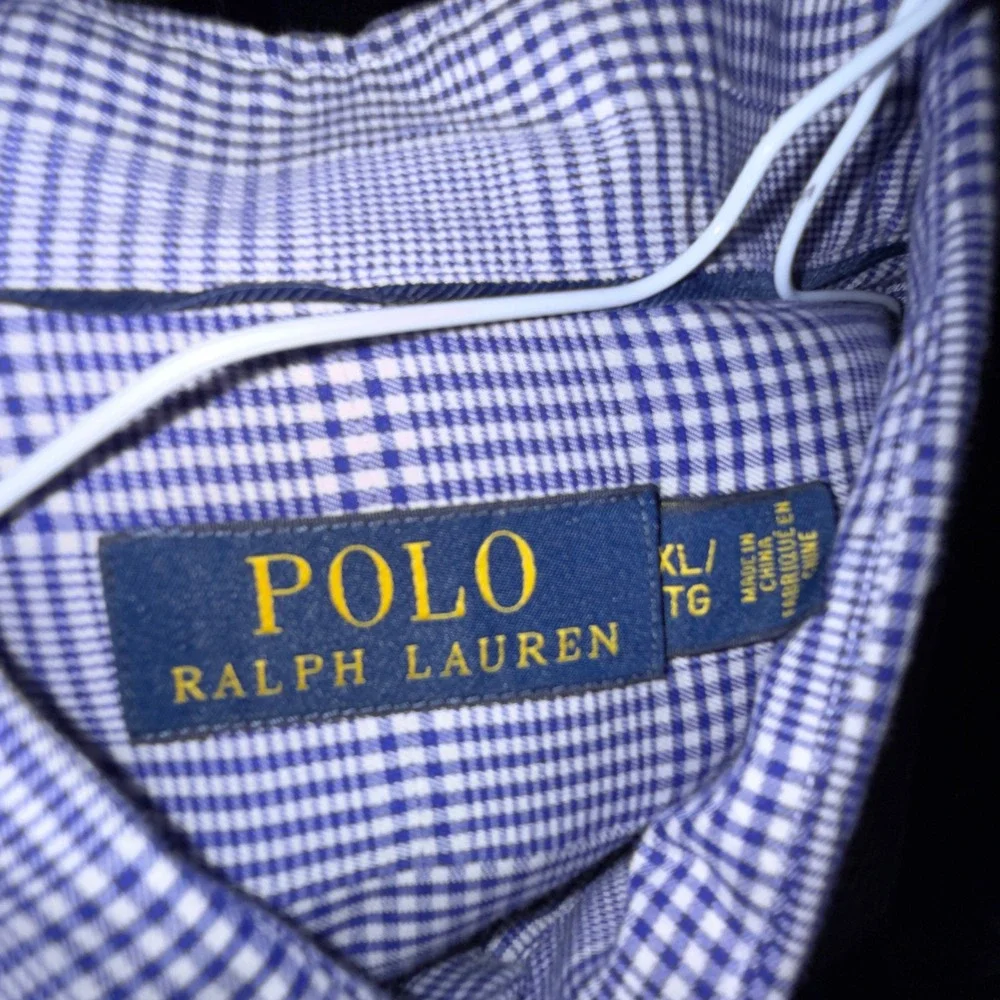 Polo Ralph Lauren Button Down Shirt‎ XL Blue Glen Plaid Long Sleeve Dress Shirt